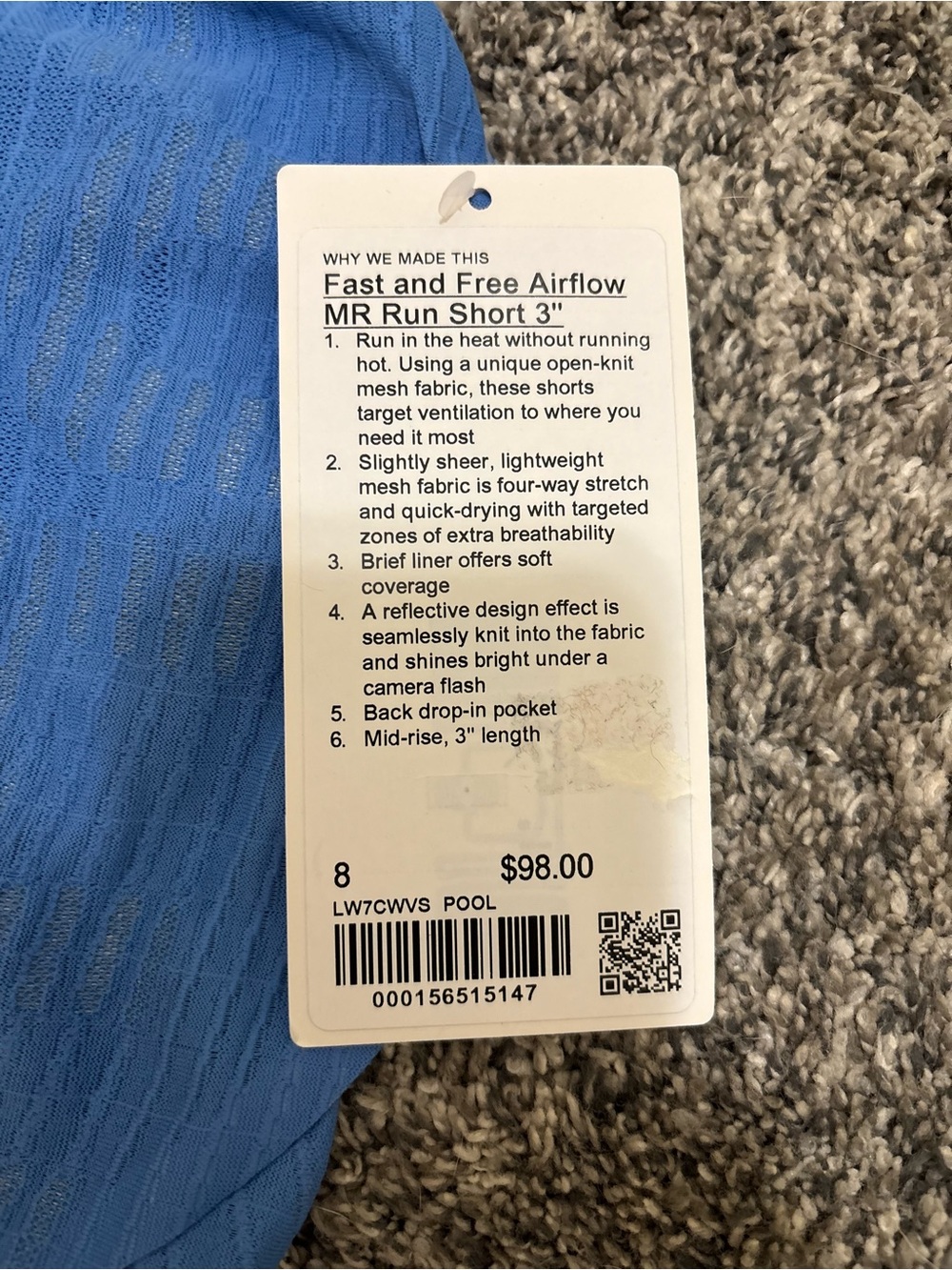 NWT!🍋🍋Lululemon Fast And Free Airflow Mid-Rise Running Short 3”🍋🍋. Size 8. - Picture 15 of 15